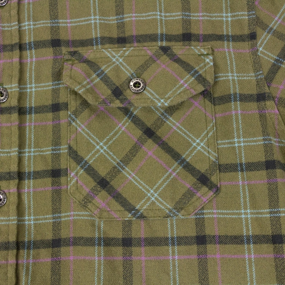 Howler Bros Harkers Flannel Shirt Mens M Green Plaid Cotton‎ Blend Shooter Patch - Picture 4 of 11